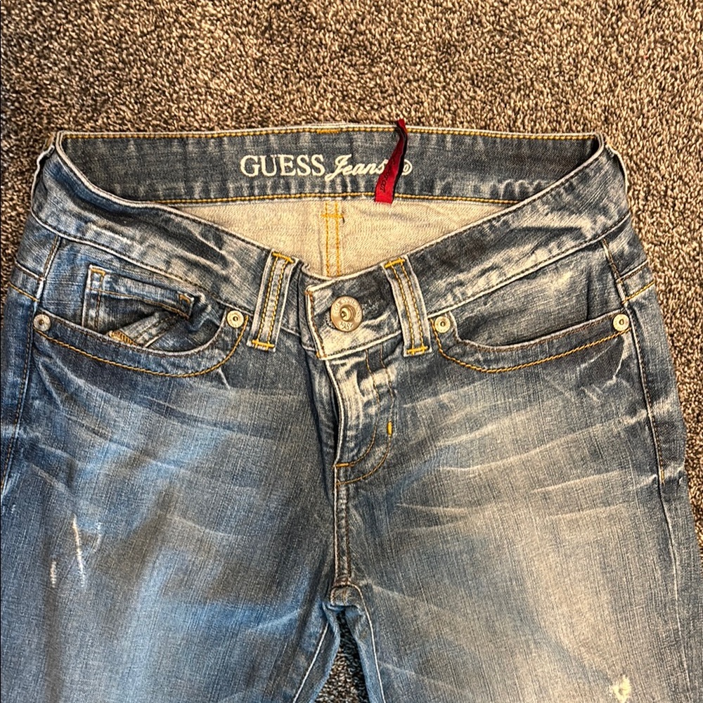 Guess Blue Boot Cut Jeans with Vintage Fading